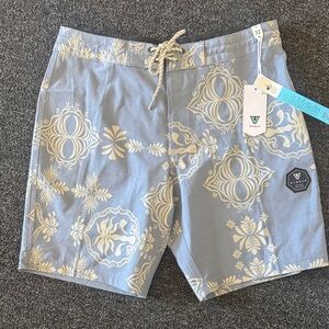 VISSLA  mirage Men's blue and Cream Patterned Board Shorts